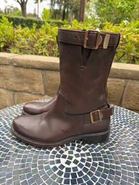 Y2K Bally Leather Brown Buckle Boots
